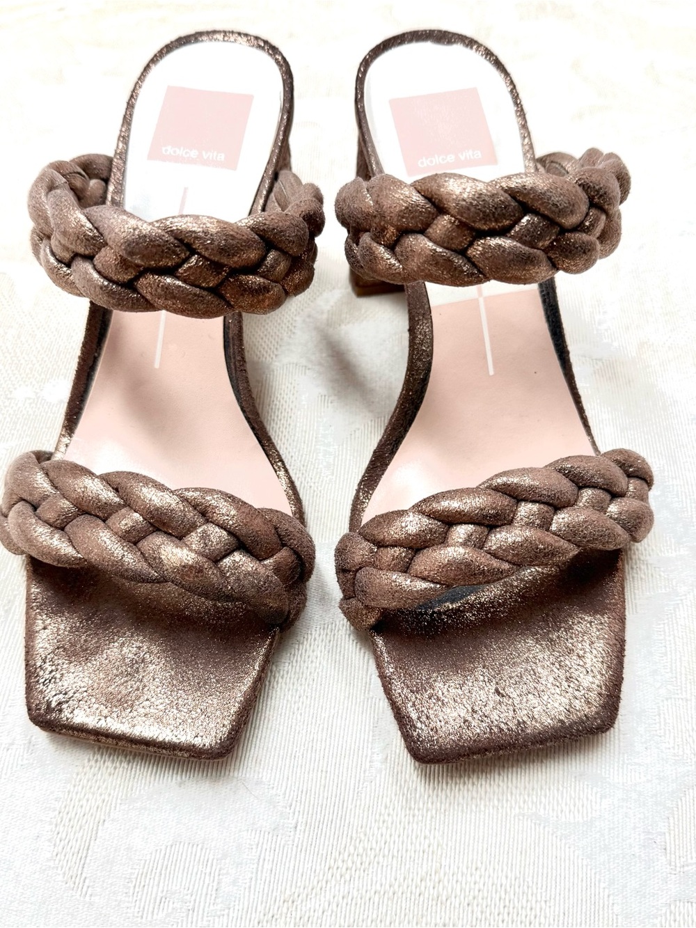 Dolce Vita Bronze Braided Two-Strap Heels Size 7.5
